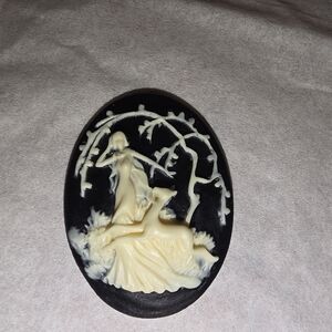 Lady With Deer Fawn Cameo Mold, Jewelry Making - Resin / Polymer Clay 30 x 40mm